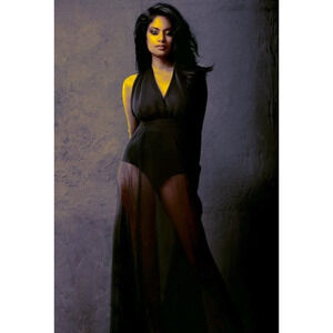 Shareen Black Silk Halter Maxi Gown | Small